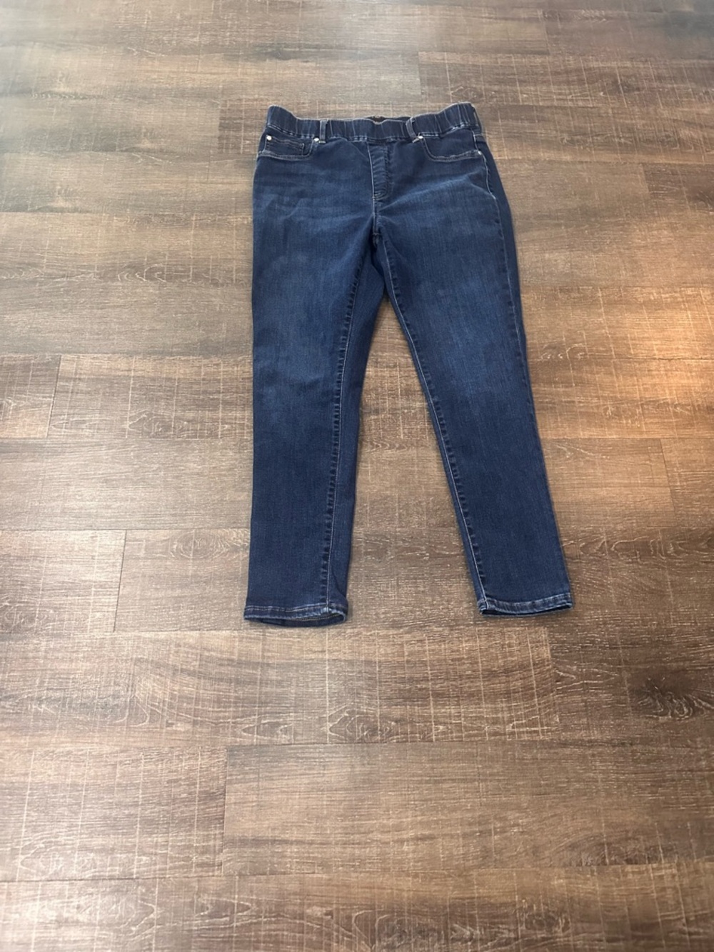 QUINCE Women’s Dark  Blue Denim Wash Stretch Slim Pull on Jeans Size Large